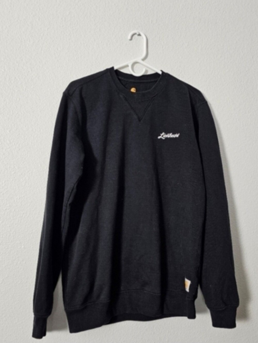 Carhartt Black Crewneck Sweatshirt with Small White Logo Sz S